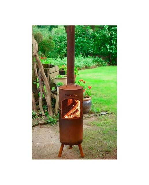 Chimenea de Leña Exterior Bongiano L Corten Óxido-2