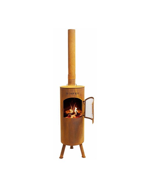 Chimenea de Leña Exterior Bongiano L Corten Óxido-3