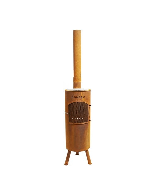 Chimenea de Leña Exterior Bongiano L Corten Óxido-4