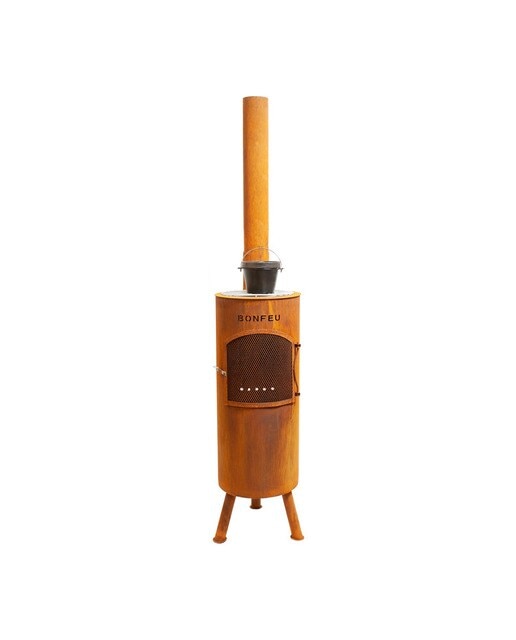 Chimenea de Leña Exterior Bongiano L Corten Óxido-7