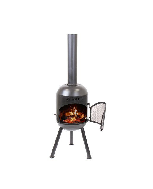 Chimenea de Leña Exterior Bonsolo Black Negro-2