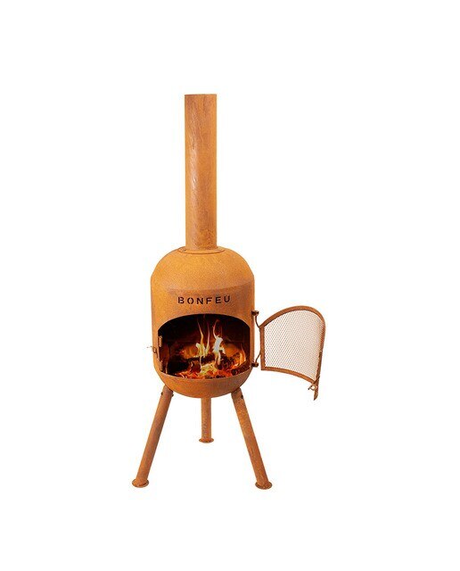 Chimenea de Leña Exterior Bonsolo Corten Óxido-2