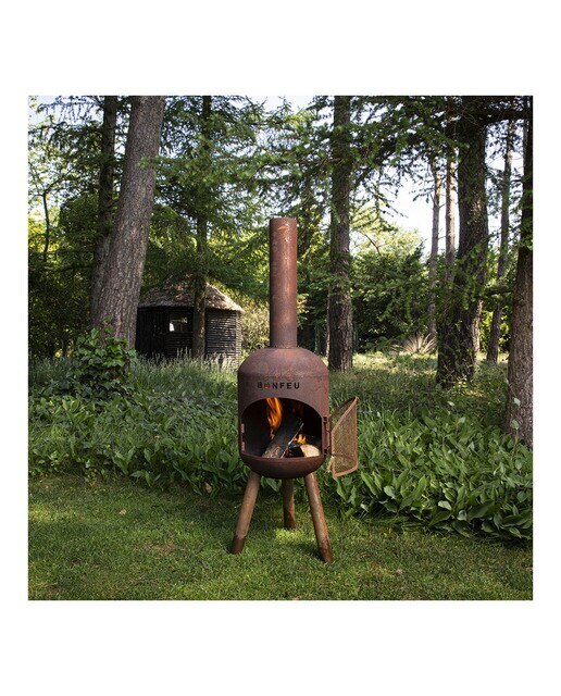 Chimenea de Leña Exterior Bonsolo Corten Óxido-10