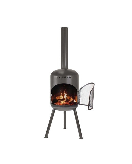 Chimenea de Leña Exterior Bonbono Acero Negro-1