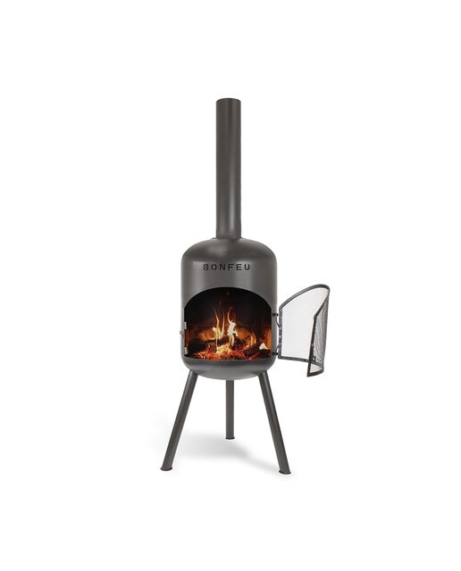 Chimenea de Leña Exterior Bonbono Acero Negro-2