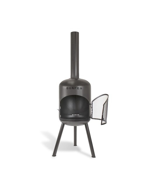 Chimenea de Leña Exterior Bonbono Acero Negro-4