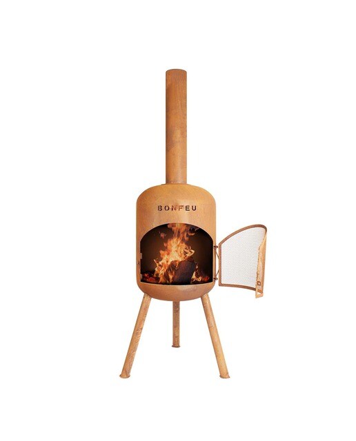 Chimenea de Leña Exterior Bonbono Acero Óxido Óxido-1