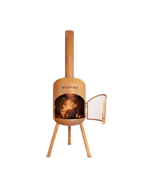 Chimenea de Leña Exterior Bonbono Acero Óxido Óxido-2