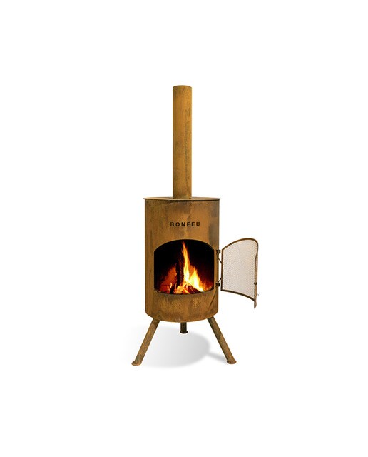 Chimenea de Leña Exterior Bonton 40 Corten Óxido-2