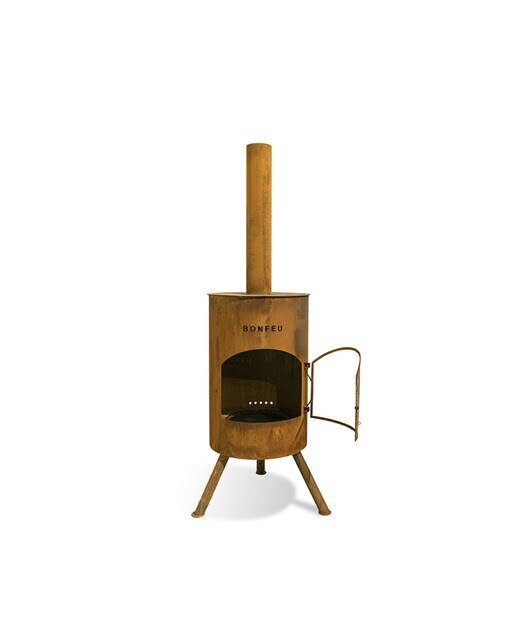 Chimenea de Leña Exterior Bonton 40 Corten Óxido-4