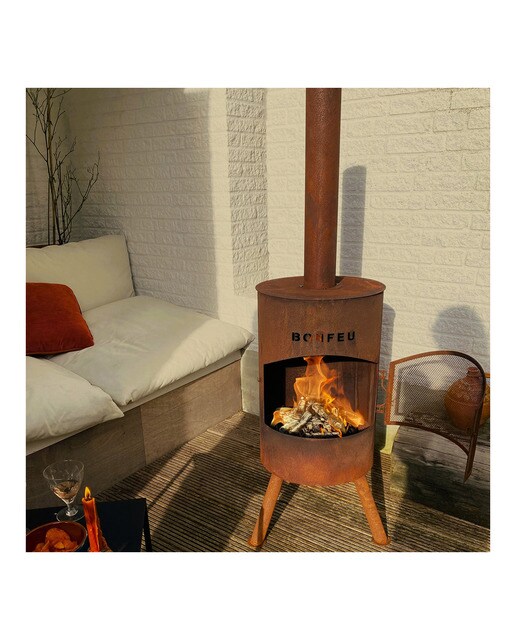 Chimenea de Leña Exterior Bonton 40 Corten Óxido-7