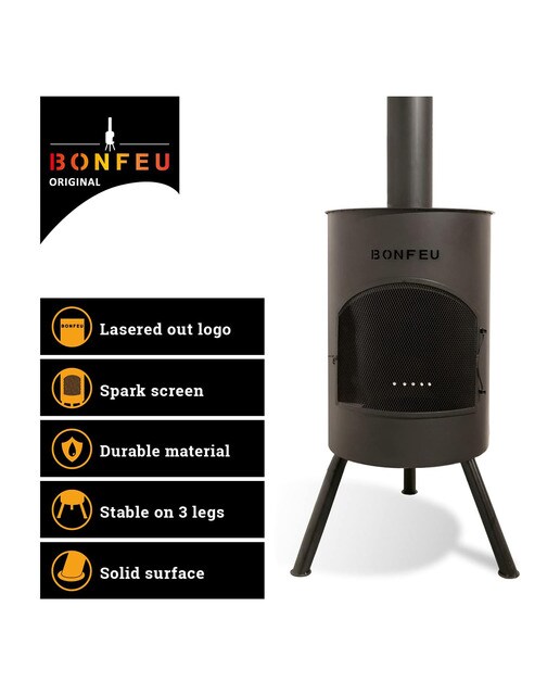 Lareira Exterior a Lenha Bonton 50 Black Preto-5