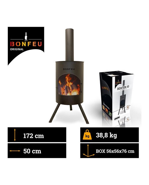 Lareira Exterior a Lenha Bonton 50 Black Preto-6