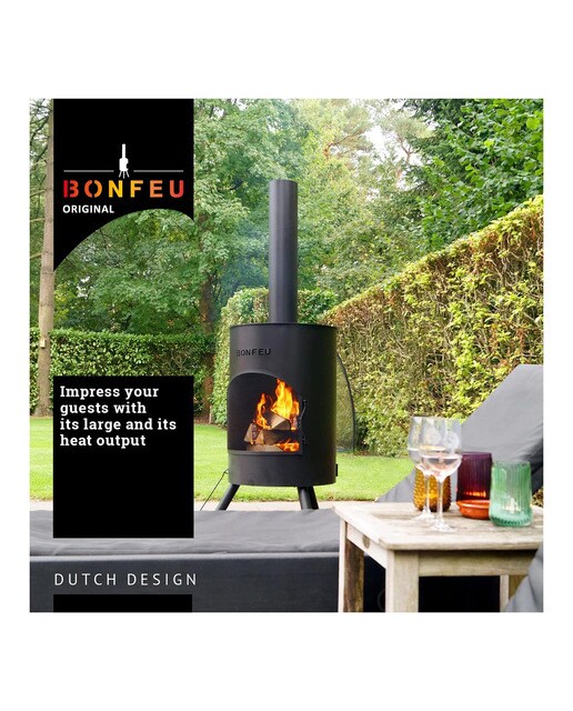 Lareira Exterior a Lenha Bonton 50 Black Preto-7