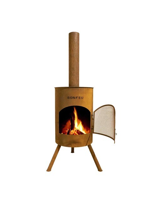 Chimenea de Leña Exterior Bonton 50 Corten Óxido-1