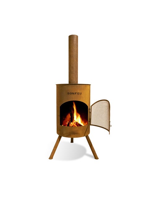 Chimenea de Leña Exterior Bonton 50 Corten Óxido-2