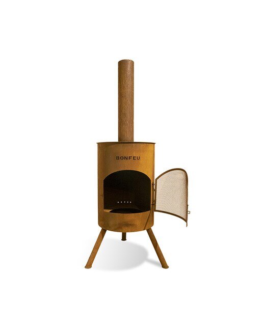 Chimenea de Leña Exterior Bonton 50 Corten Óxido-4