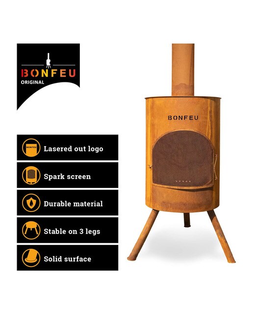 Chimenea de Leña Exterior Bonton 50 Corten Óxido-5