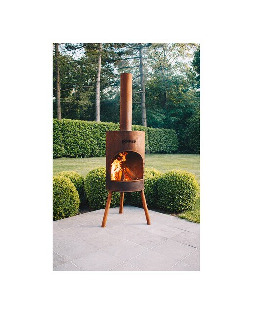 Chimenea de Leña Exterior Bonton 50 Corten Óxido-8