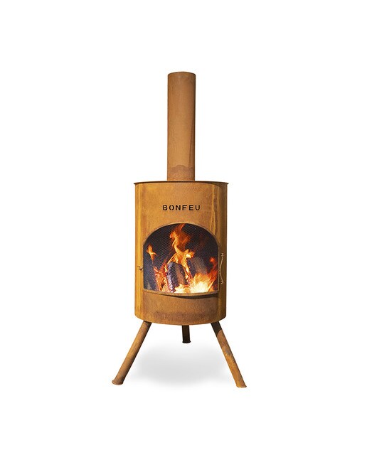 Chimenea de Leña Exterior Bonton 60 Corten Óxido-2