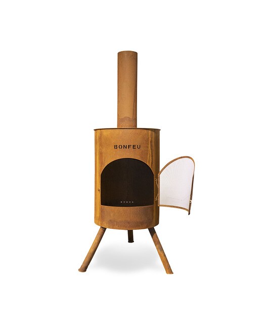 Chimenea de Leña Exterior Bonton 60 Corten Óxido-4