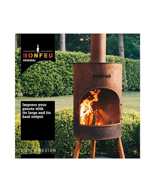 Chimenea de Leña Exterior Bonton 60 Corten Óxido-6