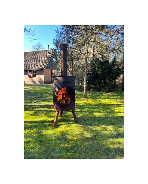 Chimenea de Leña Exterior Bonton 60 Corten Óxido-8