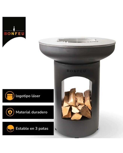 Chimenea de Leña Exterior Bonbiza Open Black Negro-3