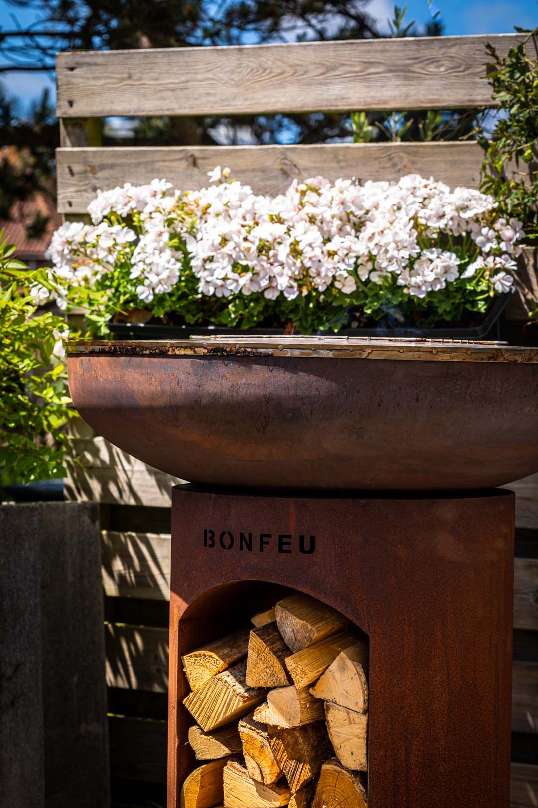 Chimenea de Leña Exterior Bonbiza Open Corten Óxido-7