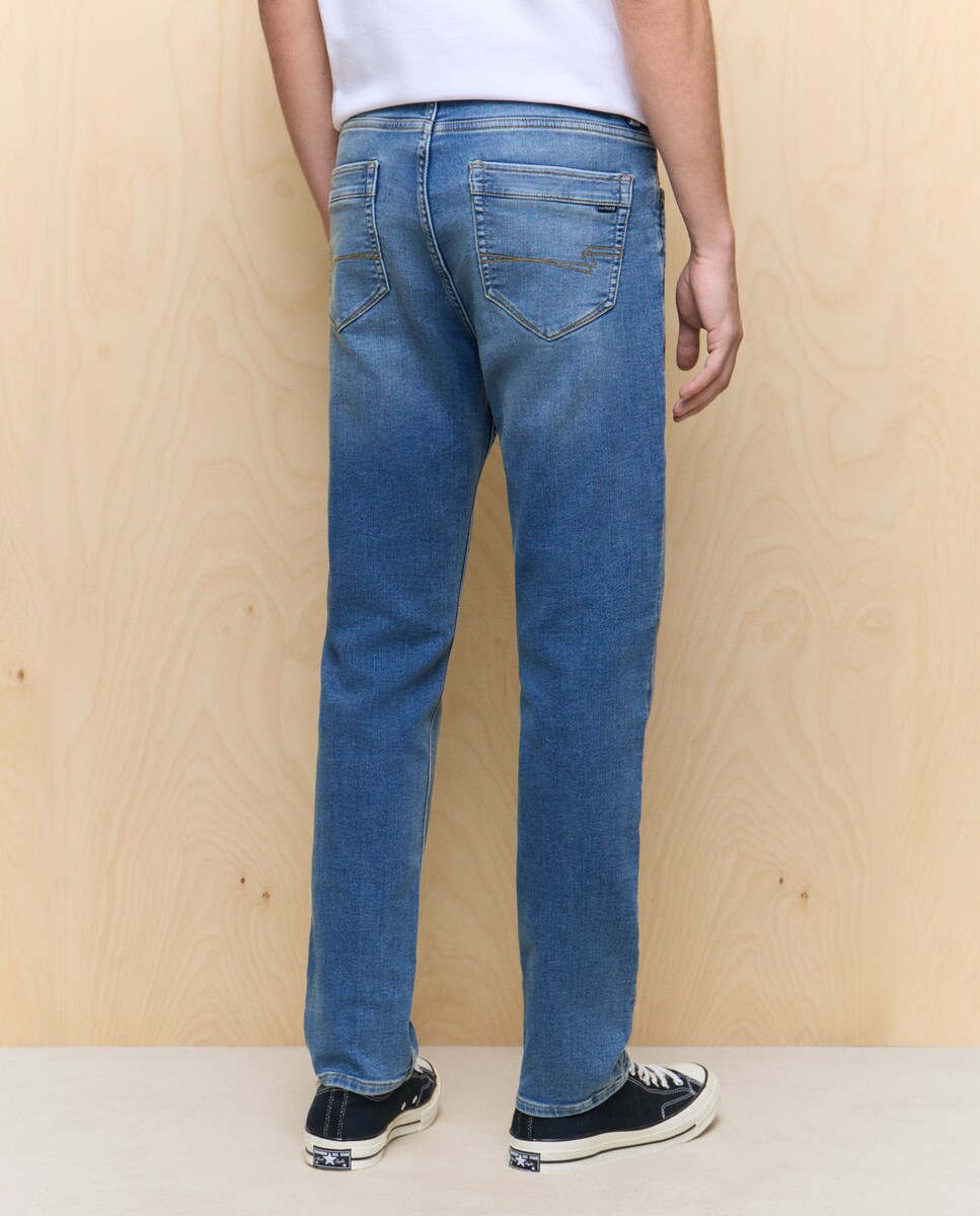 Jeans Knit Denim Slim Azul-3