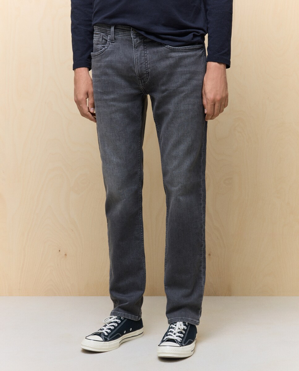 Jeans Knit Denim Slim Cinzento-2