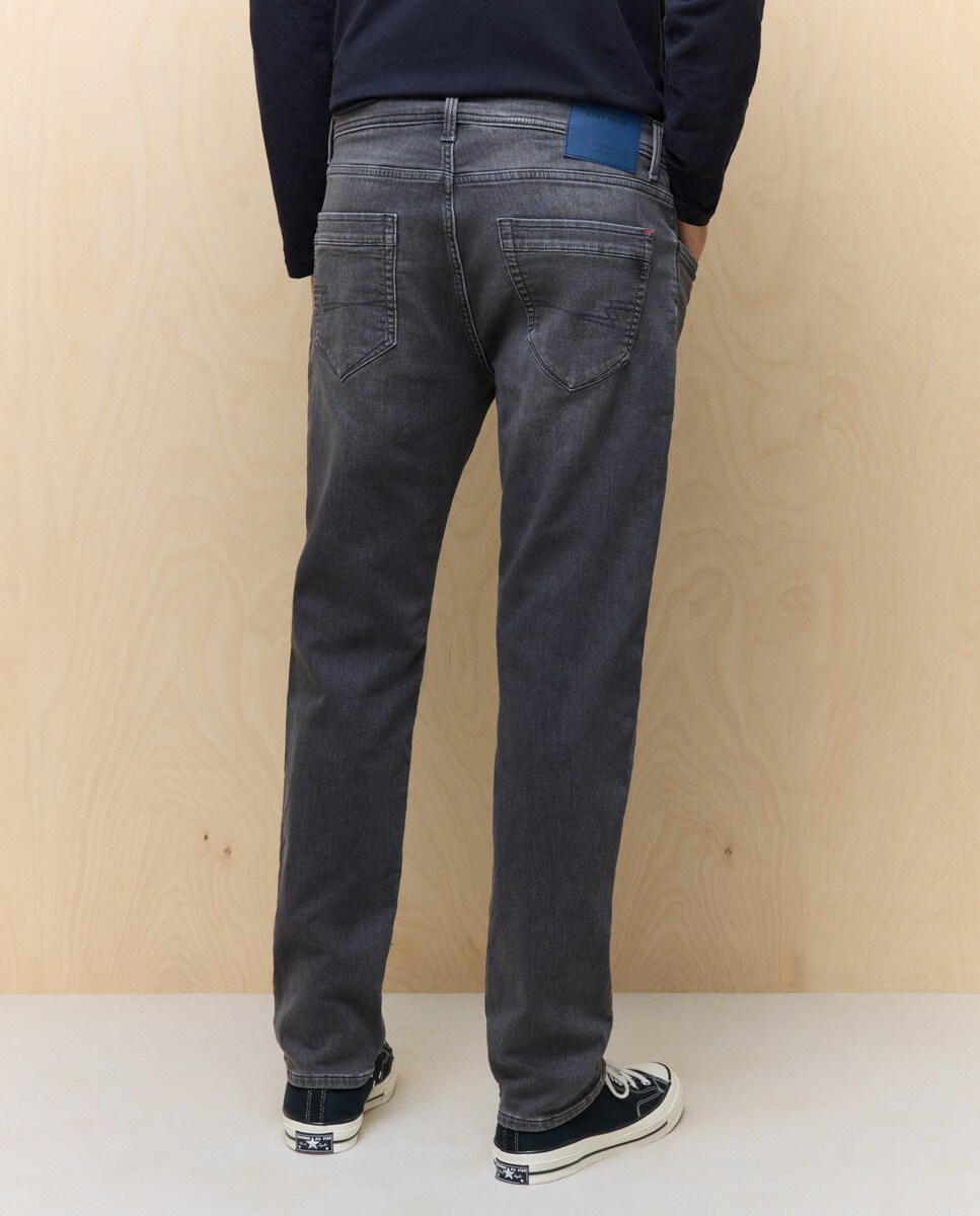 Jeans Knit Denim Slim Cinzento-3