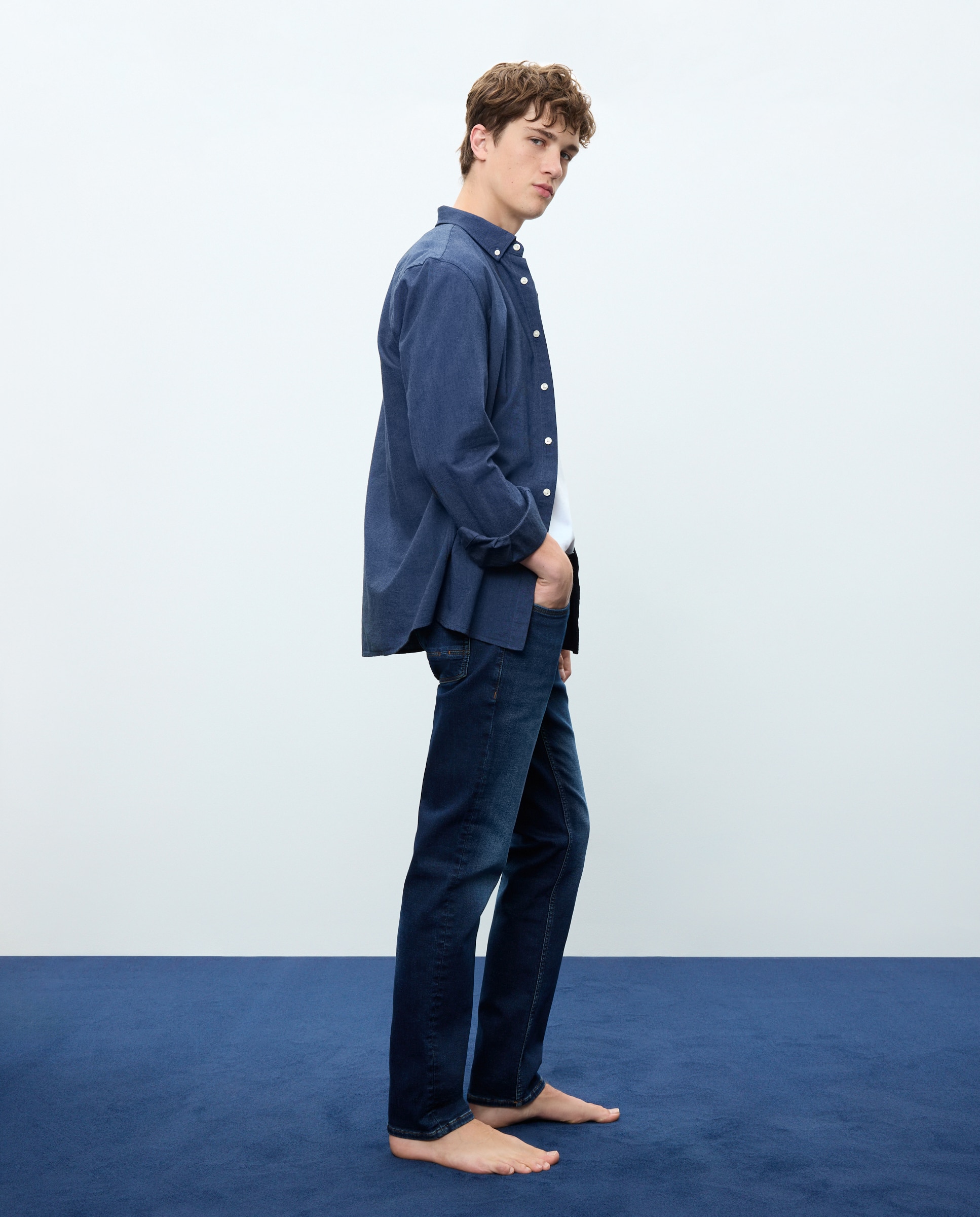 Vaquero knit denim slim de hombre - Easy Wear - Azul pálido Azul pálido-1