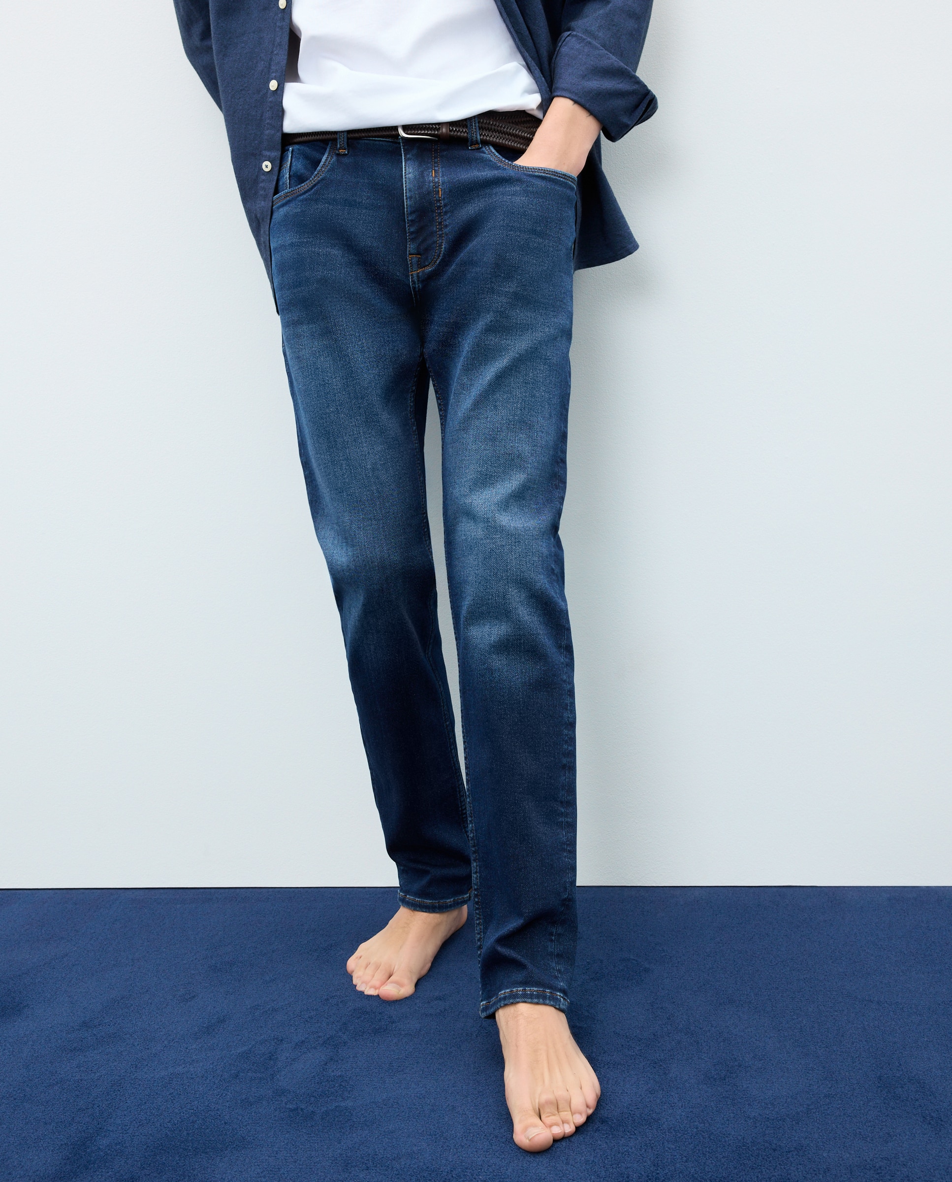 Vaquero knit denim slim de hombre - Easy Wear - Azul pálido Azul pálido-2