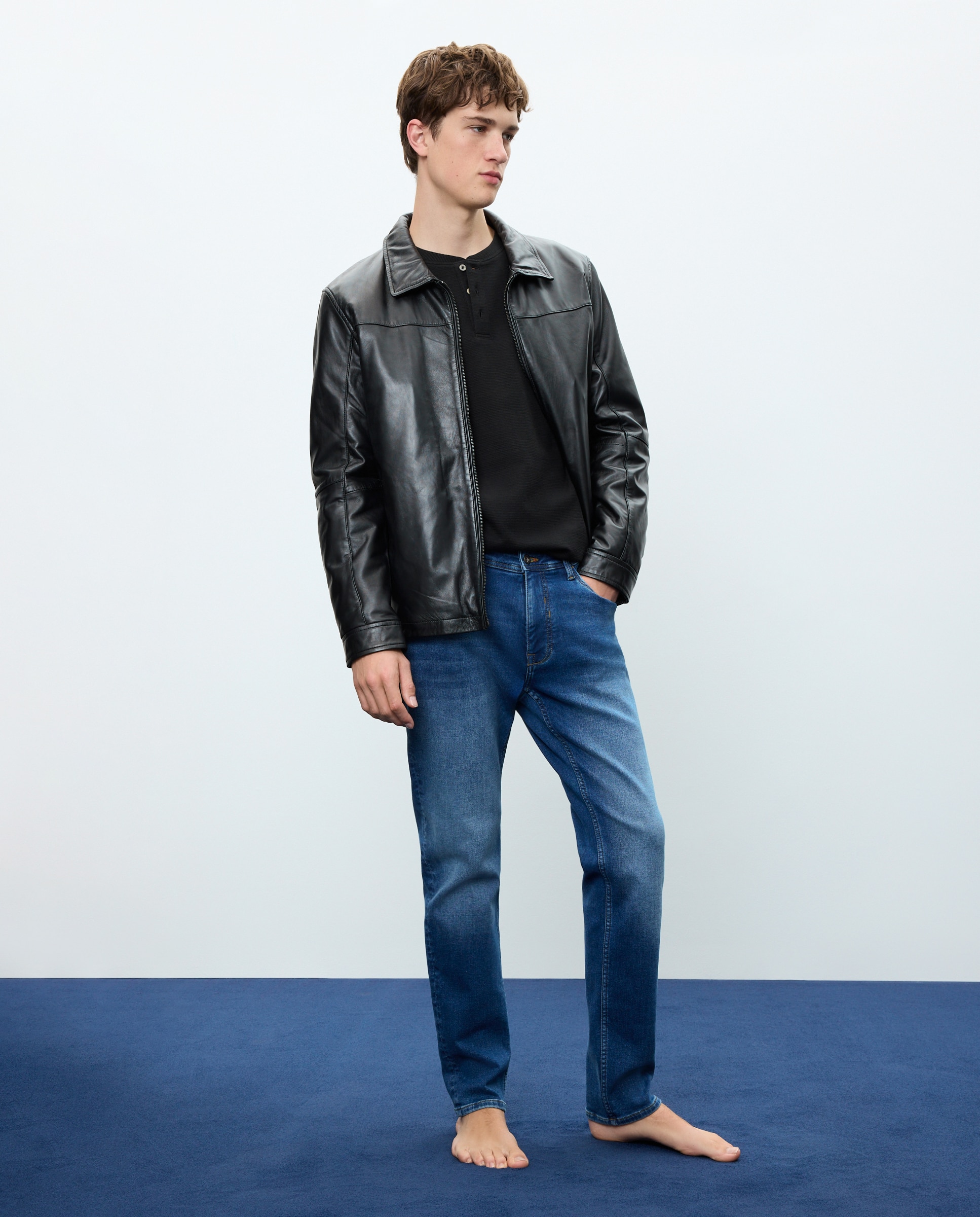 Vaquero knit denim slim de hombre - Easy Wear - Cerúleo Cerúleo-1