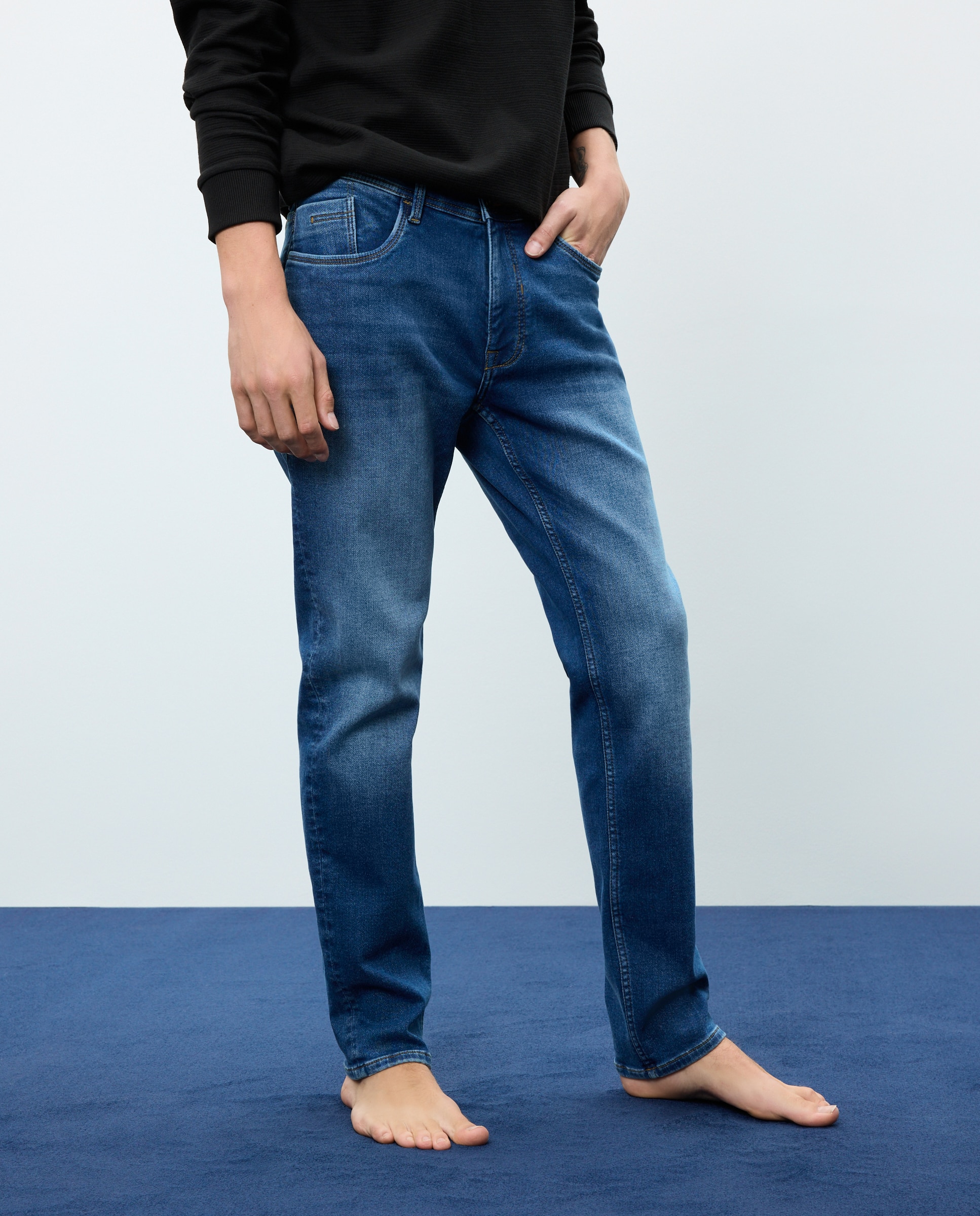 Vaquero knit denim slim de hombre - Easy Wear - Cerúleo Cerúleo-2