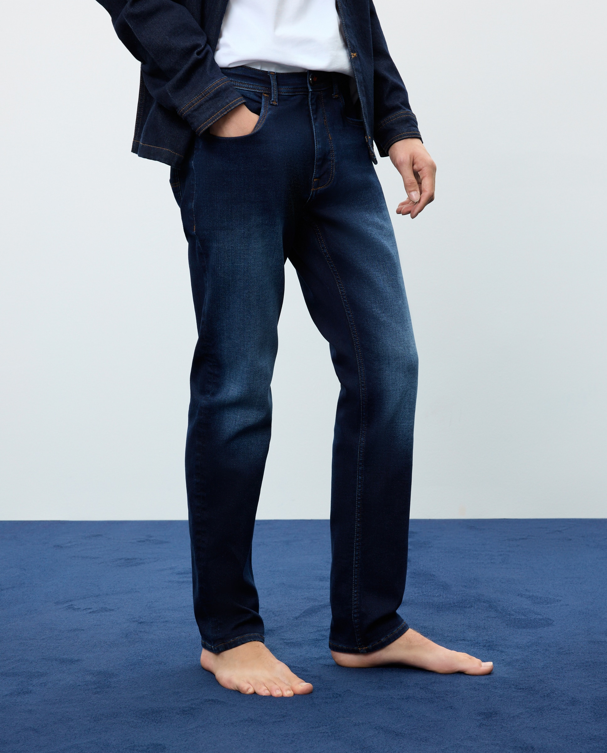 Vaquero knit denim slim de hombre - Easy Wear - Azul Suave Azul Suave-2