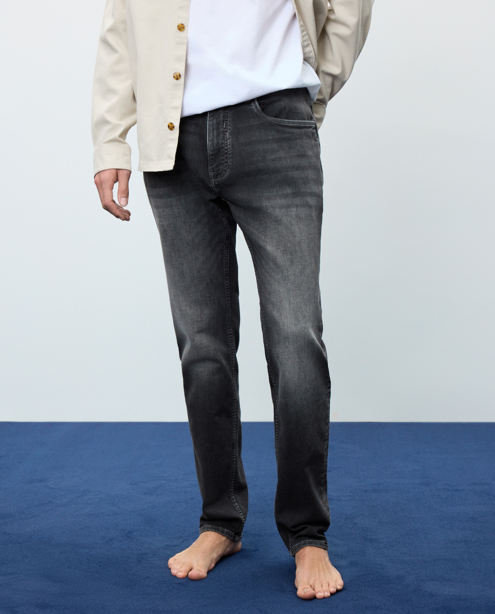 Jeans Knit Denim Slim Cinzento-2