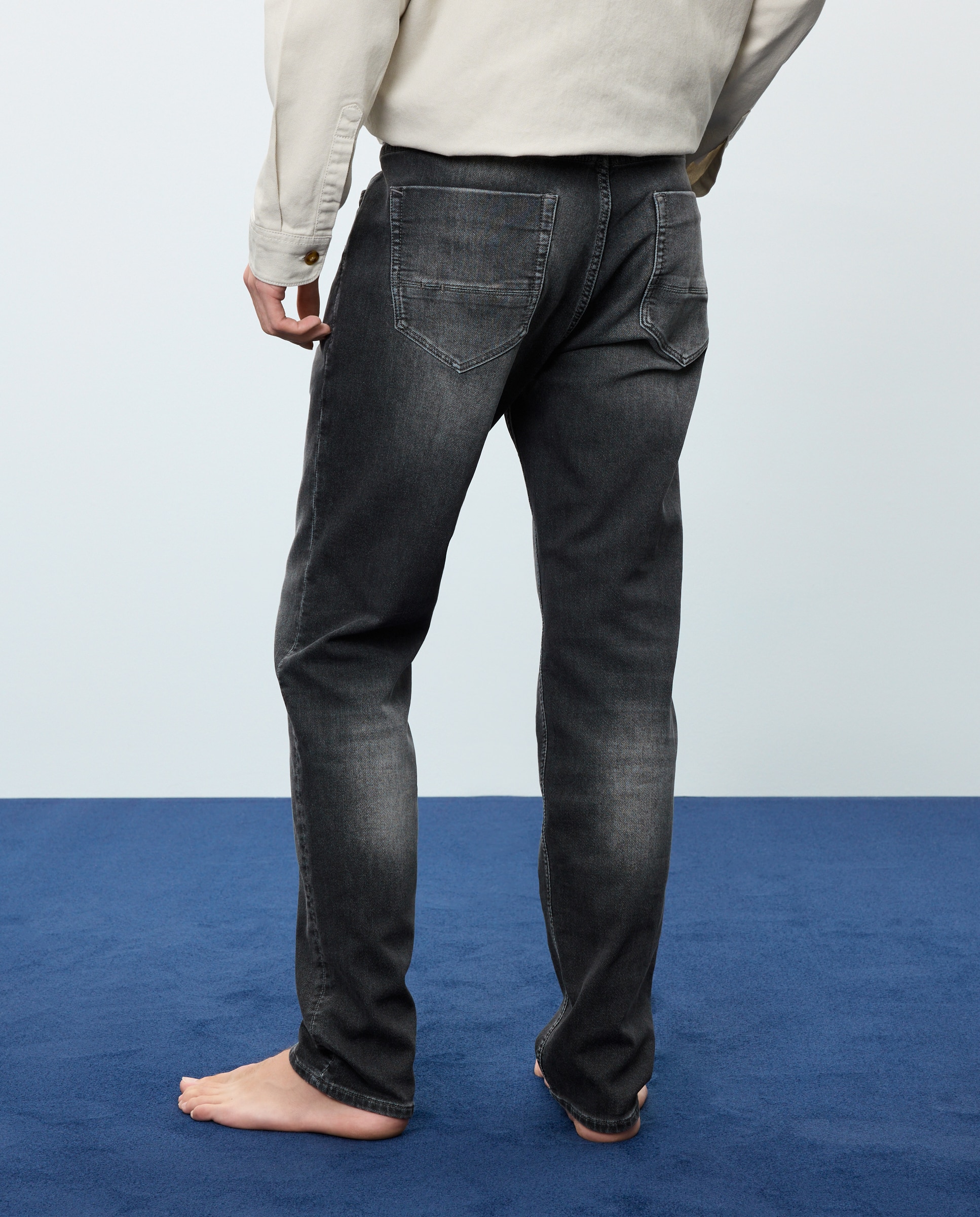Jeans Knit Denim Slim Cinzento-3