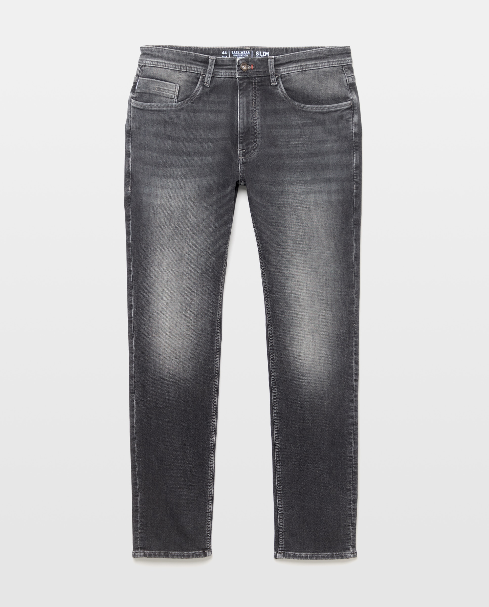 Jeans Knit Denim Slim Cinzento-4