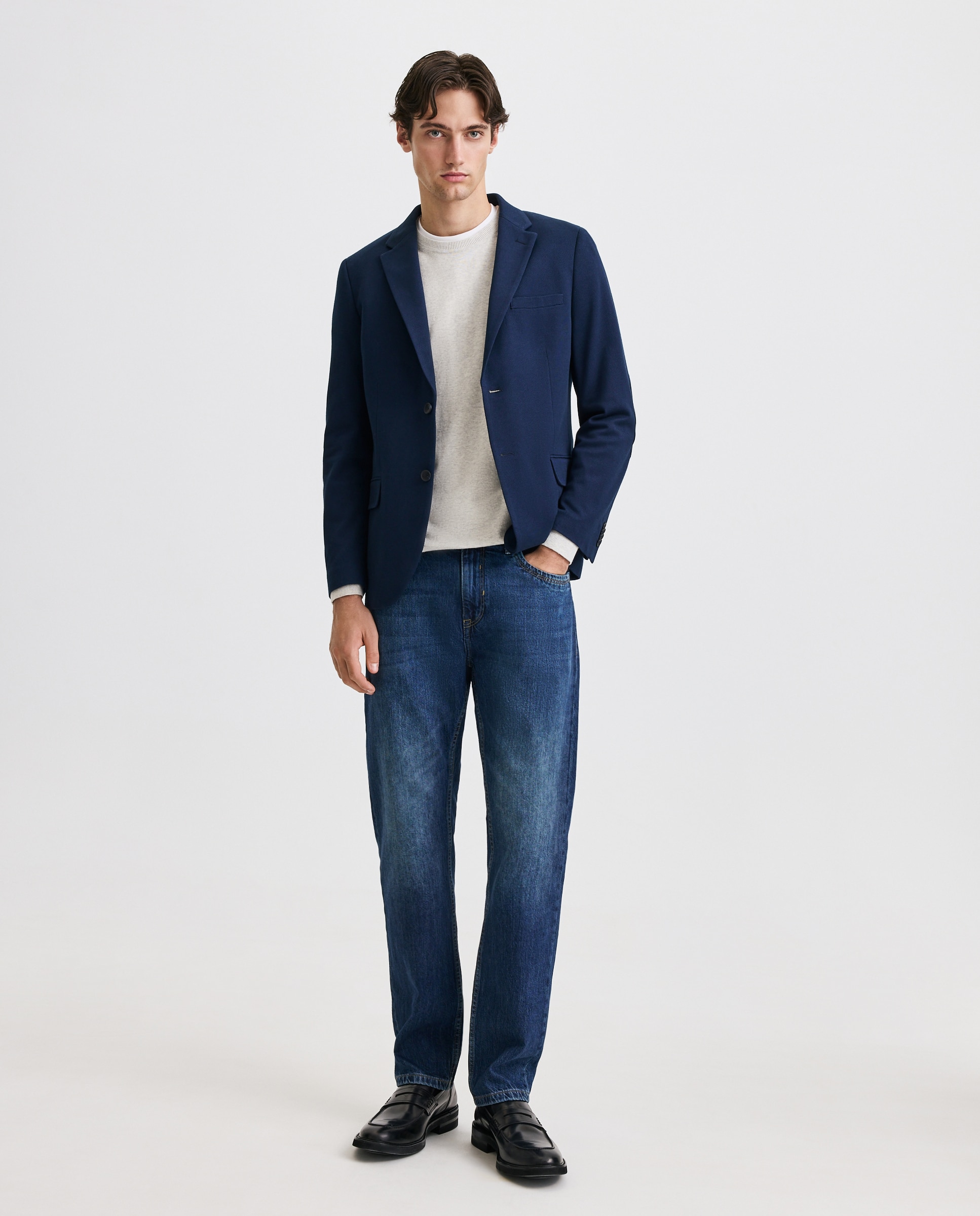Chaqueta de hombre punto pique - Easy Wear - Azul marino Azul marino-2
