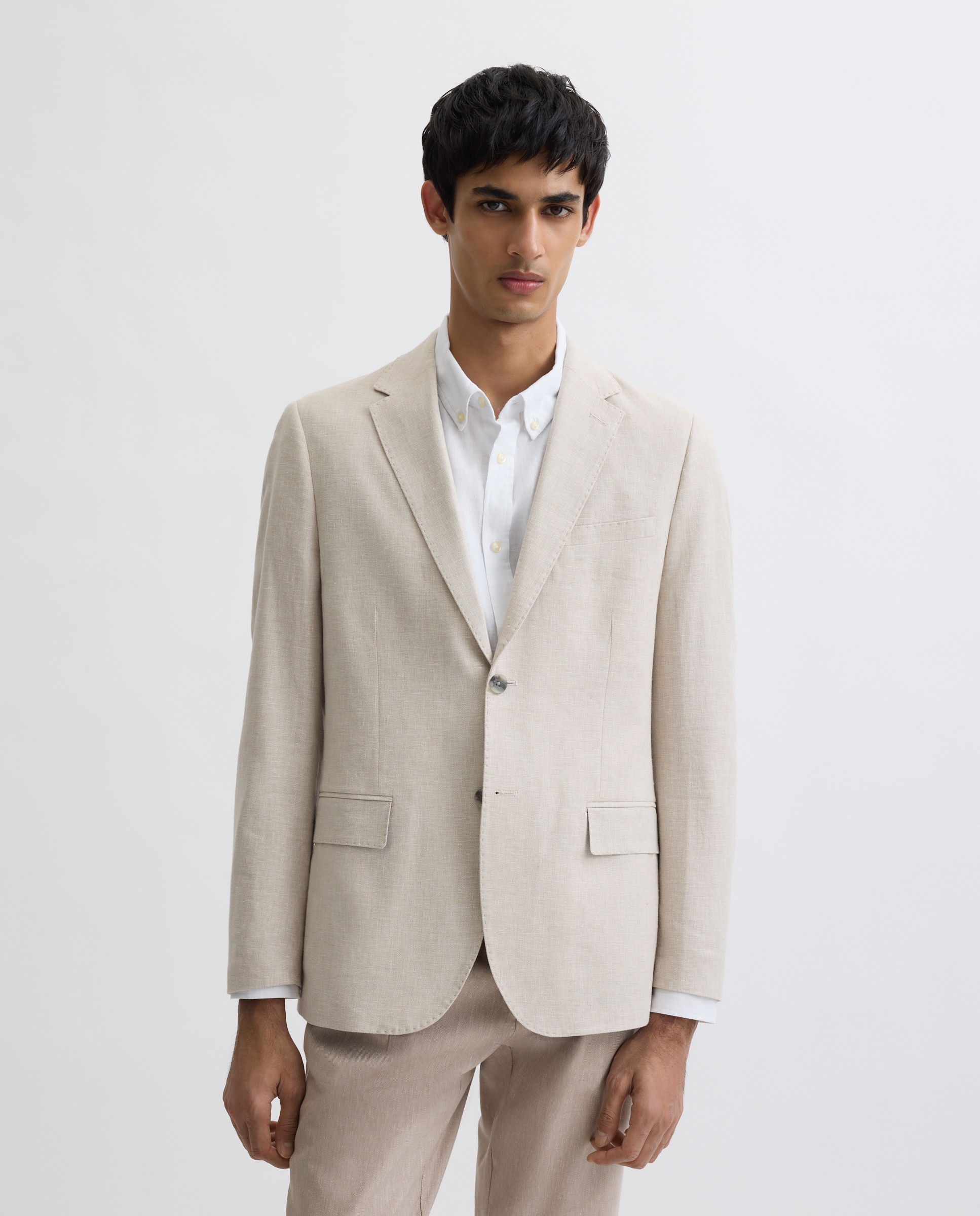 Chaqueta para hombre lino lisa - Easy Wear - Beige Beige-1