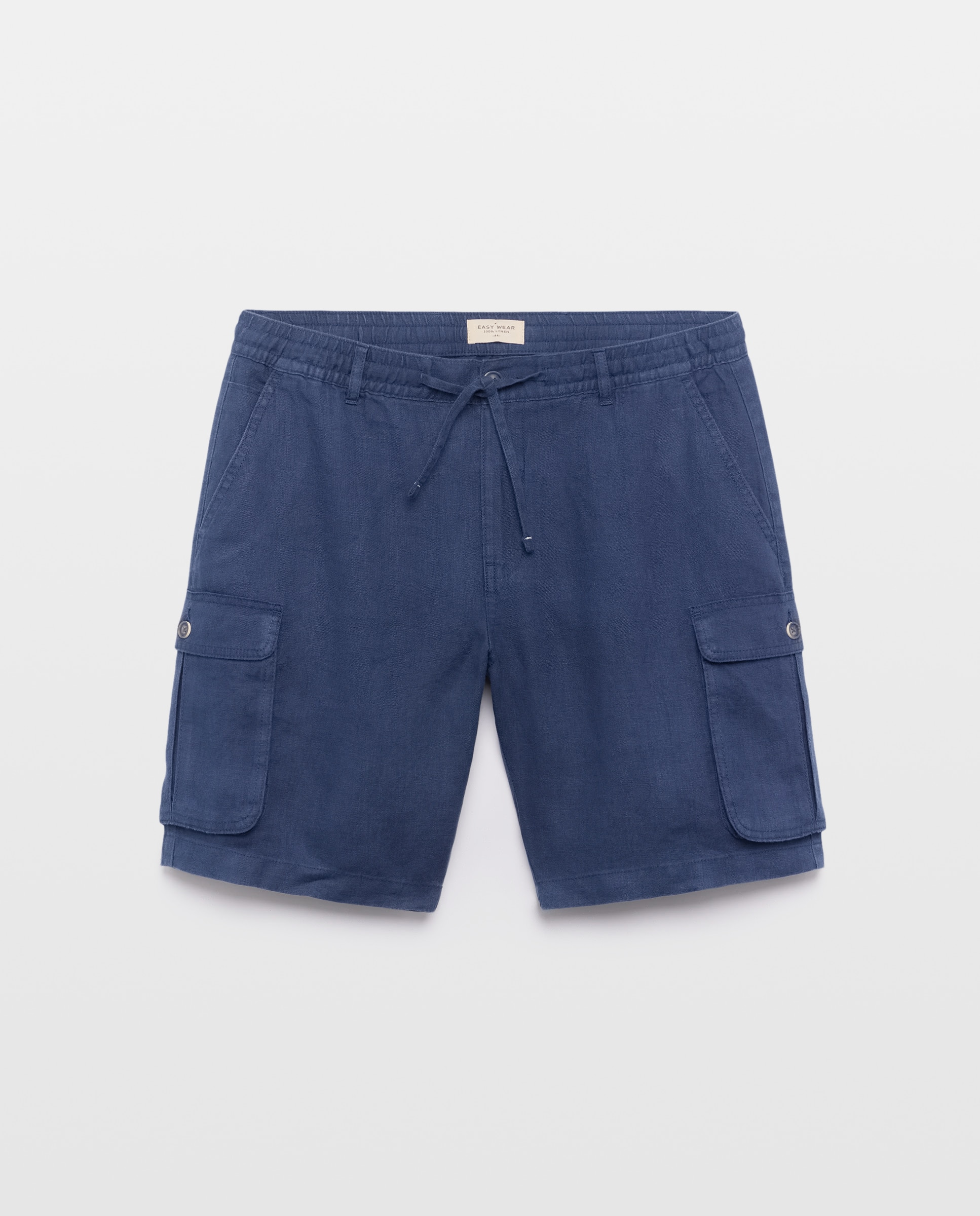Bermudas Cargo de Linho 400 Azul-4