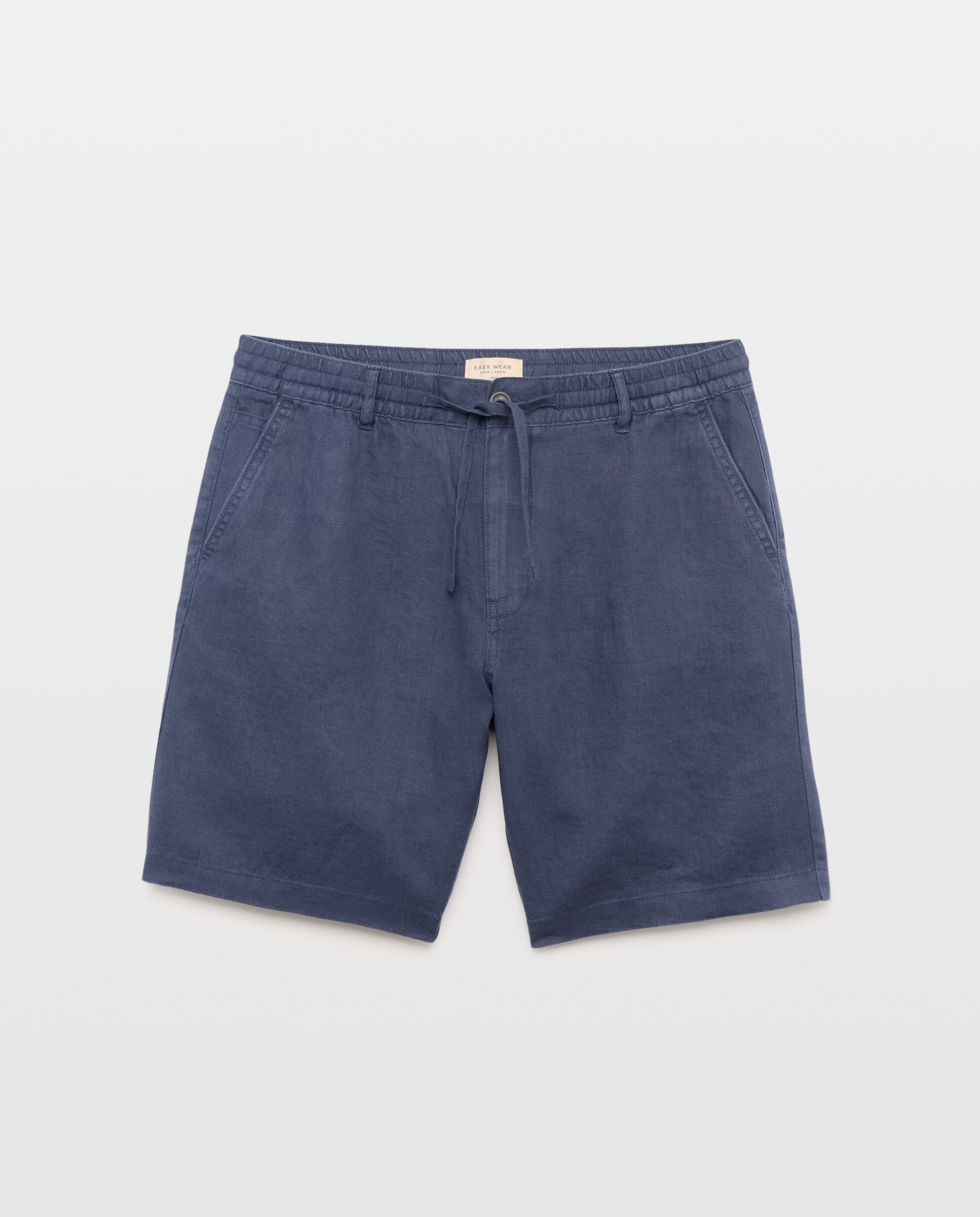 Bermudas 100% Linho com Cordão 400 Azul-4