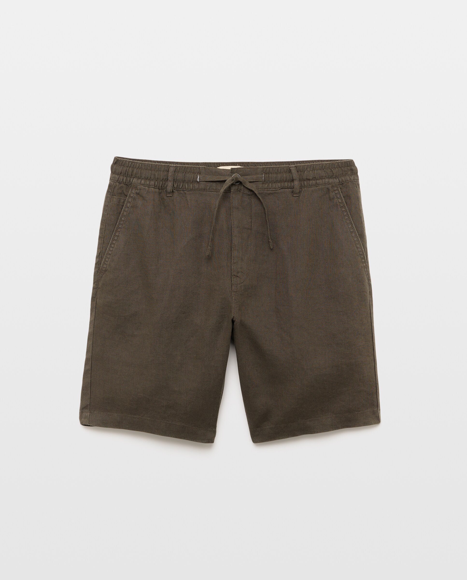 Bermudas 100% Linho com Cordão 530 Verde Escuro-4
