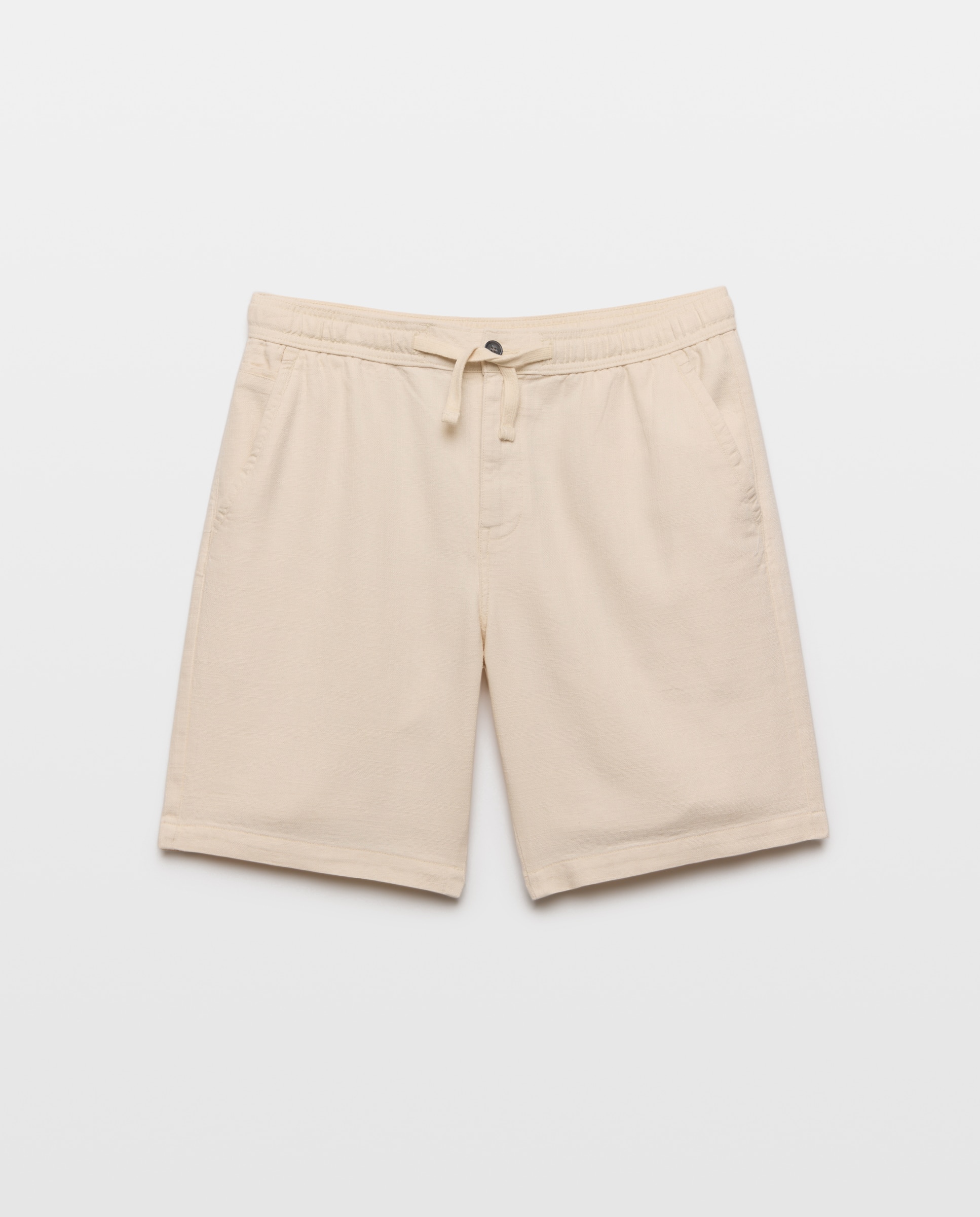Bermudas de Algodão com Cordão de Aspeto Rústico 120 Cru-4