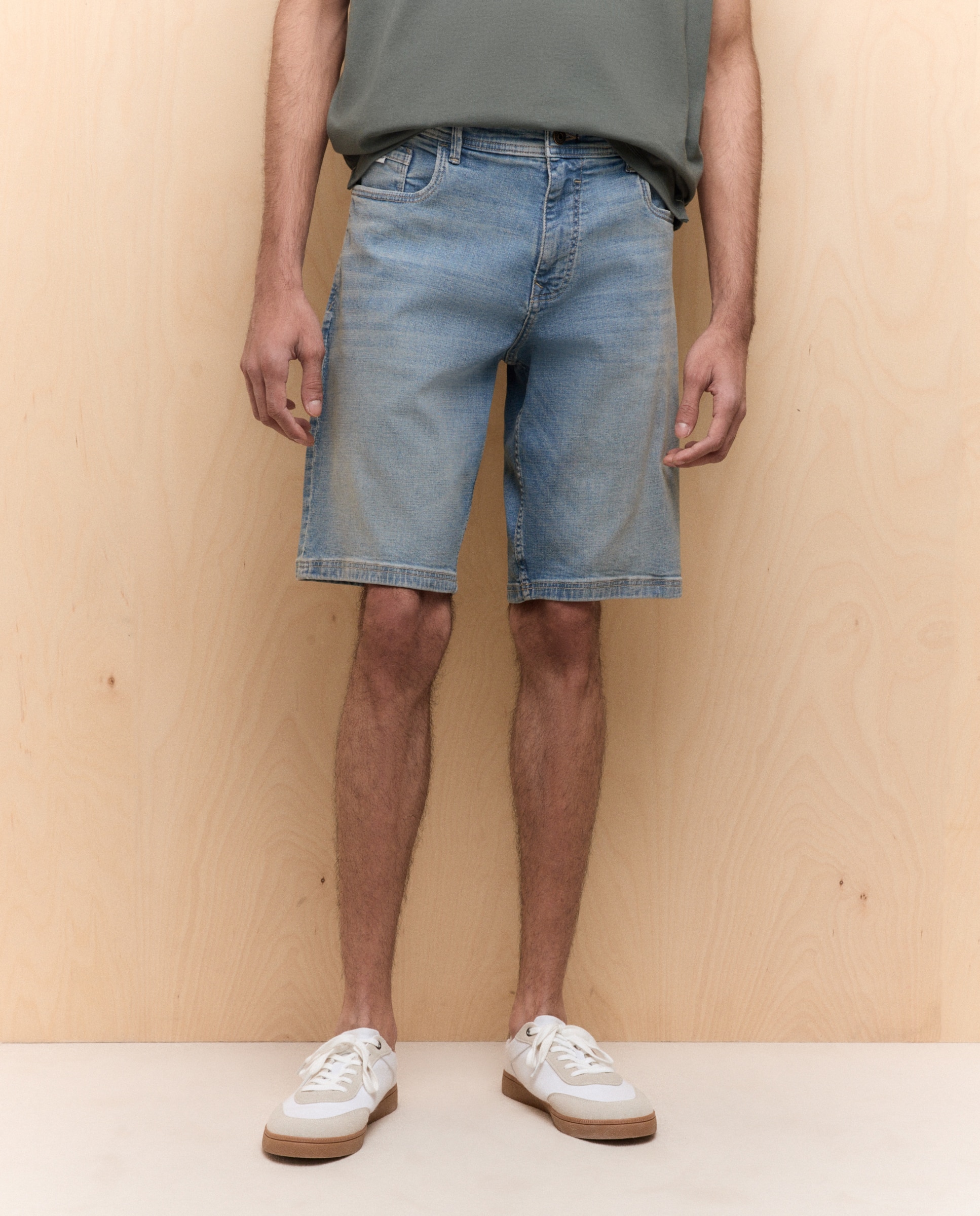 Bermudas de Cinco Bolsos Relaxed de Ganga Stretch Azul-escuro-2