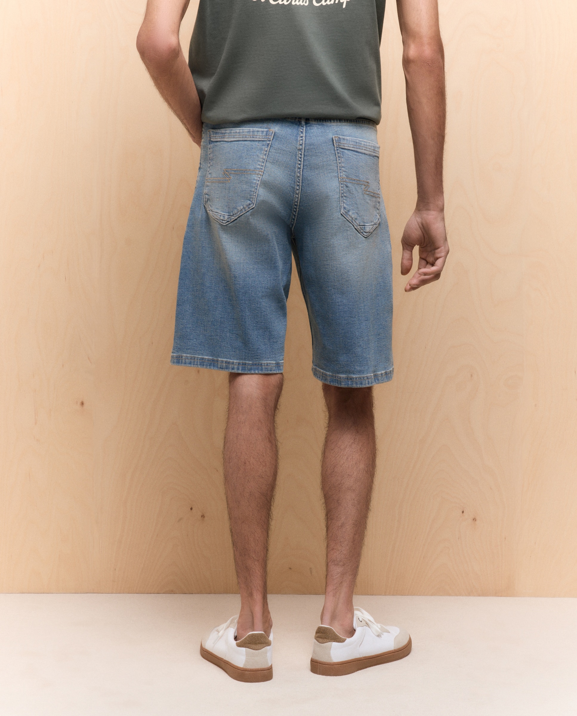 Bermudas de Cinco Bolsos Relaxed de Ganga Stretch Azul-escuro-3