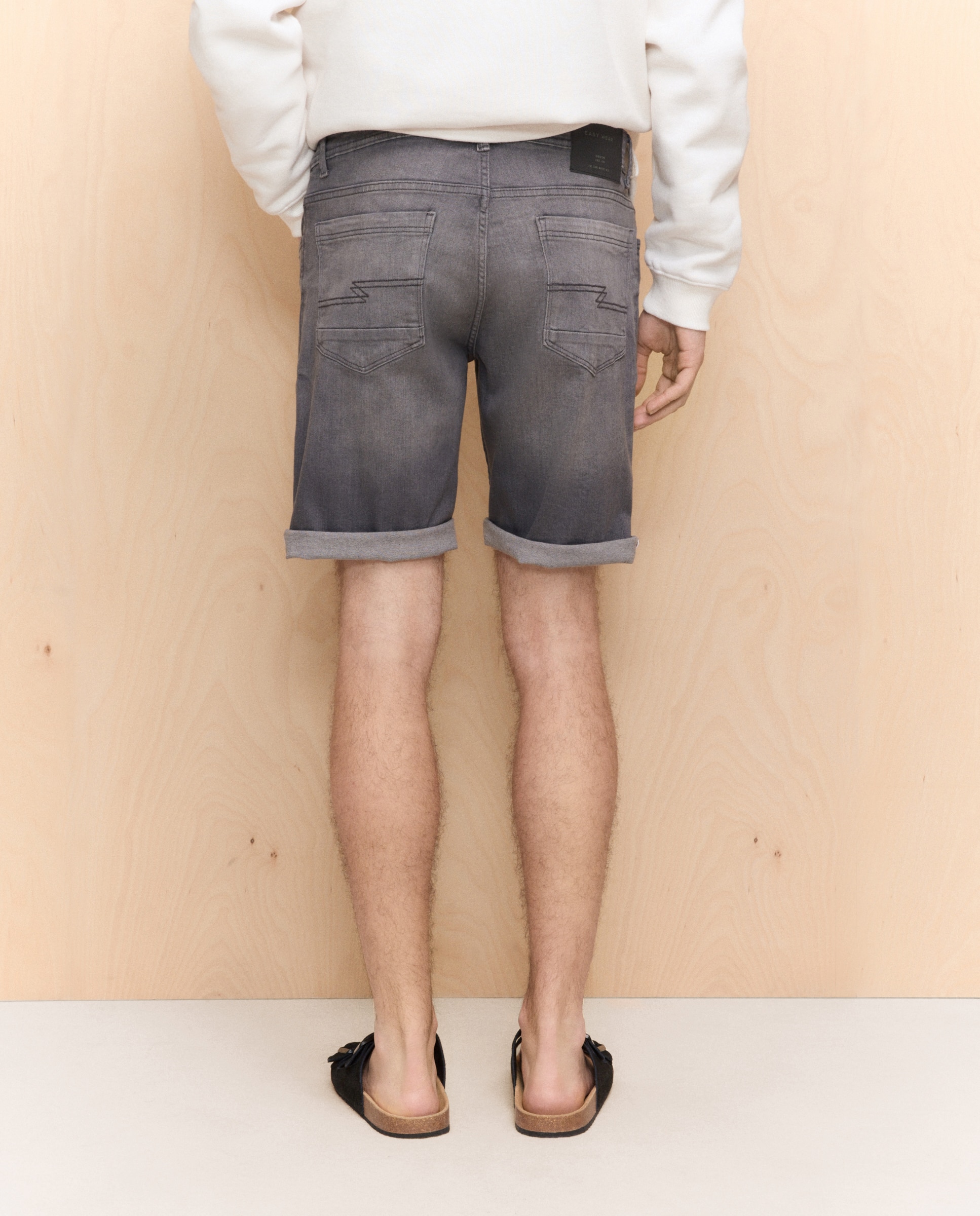 Bermudas de 5 Bolsos de Ganga Stretch Cinzento-claro-3