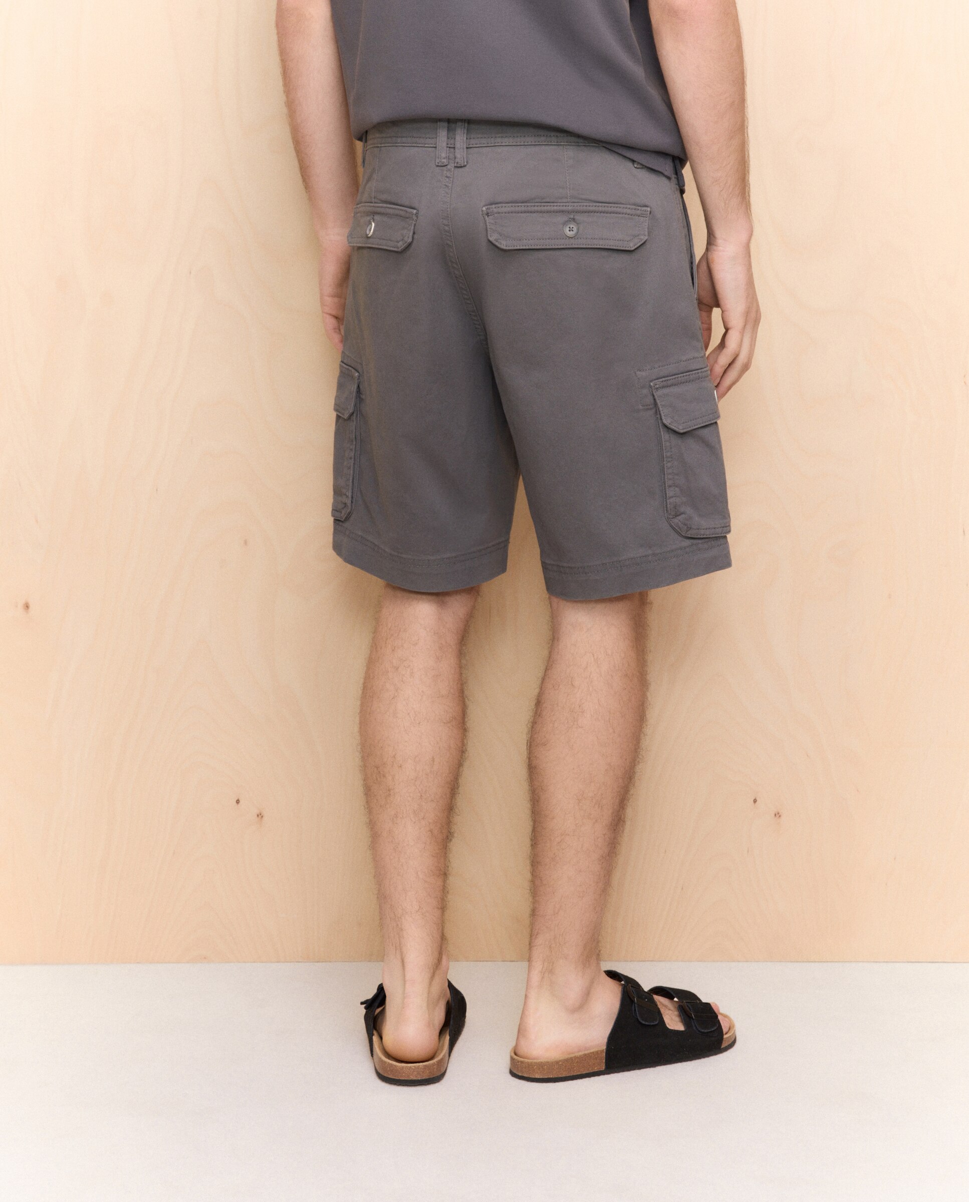 Bermudas Multibolsos em Algodão Stretch 820 Cinzento Médio-3